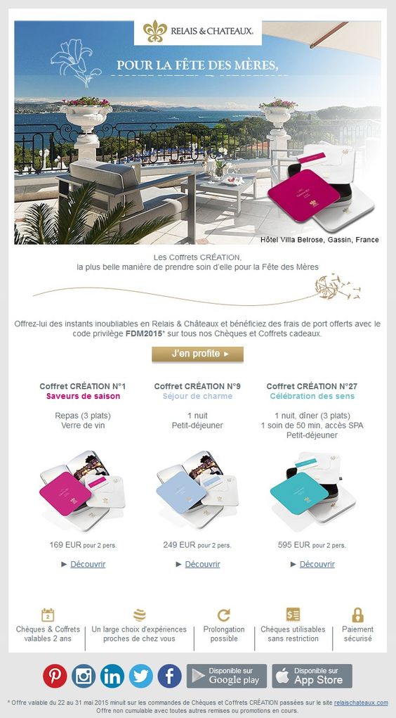 campagne emailing fête des meres relais et chateaux